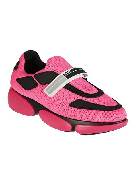 prada sneakers white and pink|prada white platform sneakers.